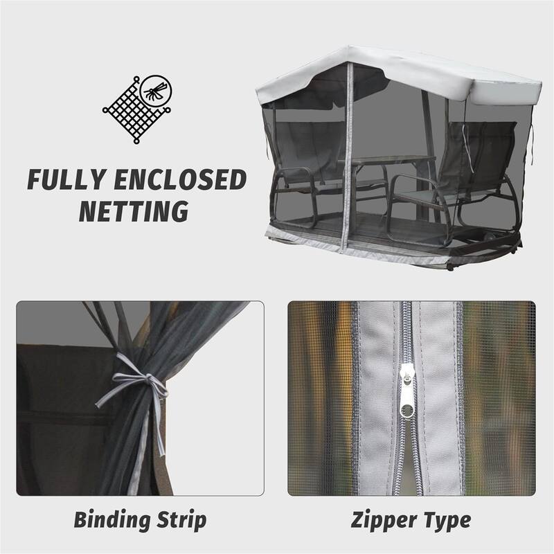 4-Seat Outdoor Glider Benches with Canopy