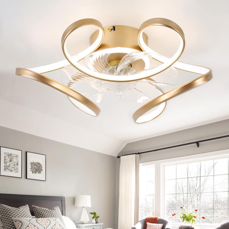 Bella Depot 22“ Low Profile Ceiling Fan with Dimmable Light, 6-Speed Reversible Flush Mount Ceiling Fan with APP Control