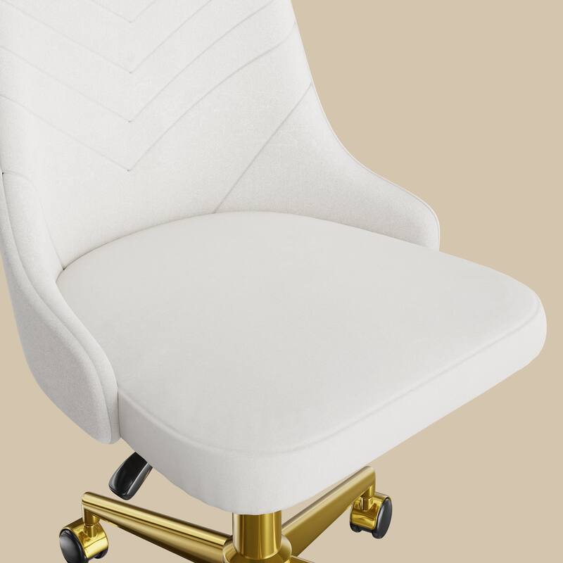 Javlergo Velvet Desk Chair with Height Adjustable Gold Base Swivel Office Chair for Office Living Room Bedroom Make Up