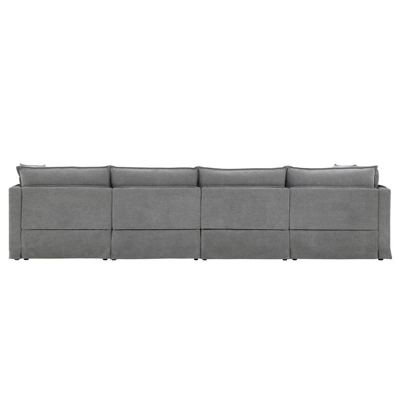 Modular Sectional Sofa With Movable Ottoman,L Pholstered Indoor Furniture, Wide Seat ,Free Combination, Chenille Sofa