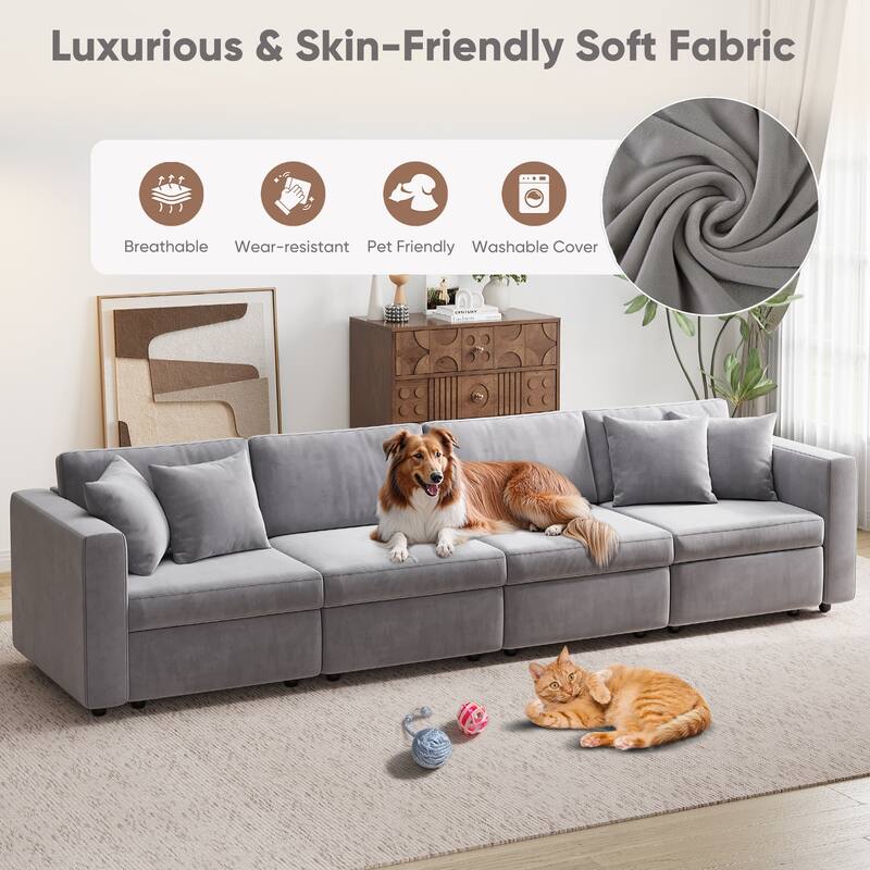 Pocassy Cloud Sectional Couch Upholstered Velvet Couches