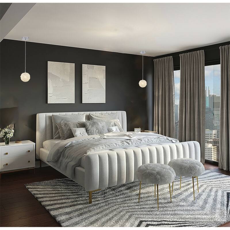 1-Light Chrome Steel Single Pendant With Clear Crystal Beaded Ball