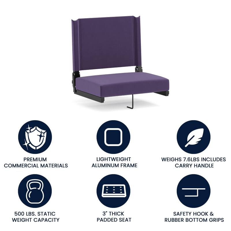 Ultra-Padded Stadium Chair - 18"W x 14"D x 18"H - 18"W x 14"D x 18"H