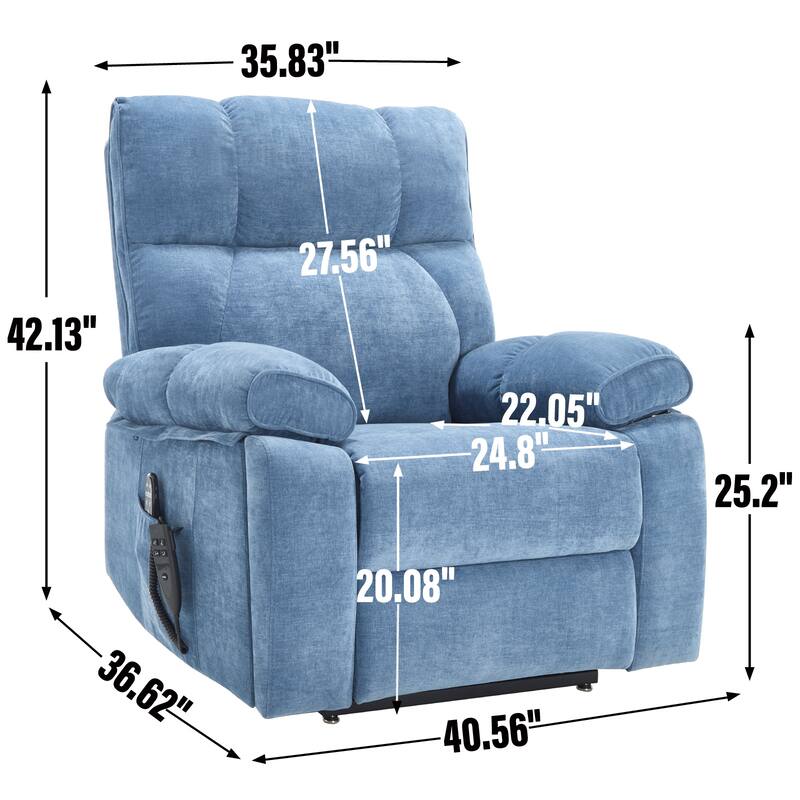 Dual Motor Power Lift Recliner Chair with Massage Heat and Hidden Cup Holders