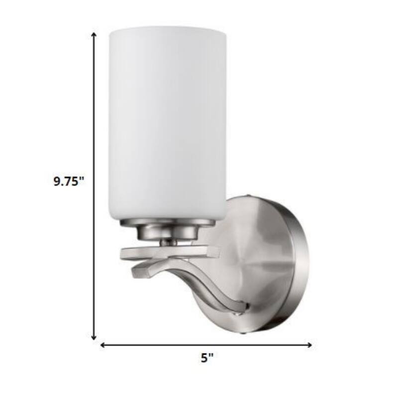 Modern Flush Mount Wall Sconce with White Opal Glass Shade and Dimmable E26 Light Fixture - 9.75" H x 5" W x 6.5" D