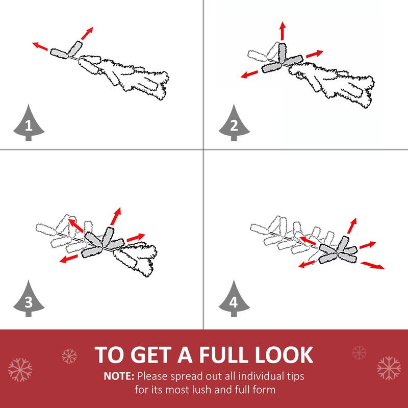 HOMCOM Pre-Lit Douglas Fir Tree - Realistic Branches, Warm White LED Lights, White