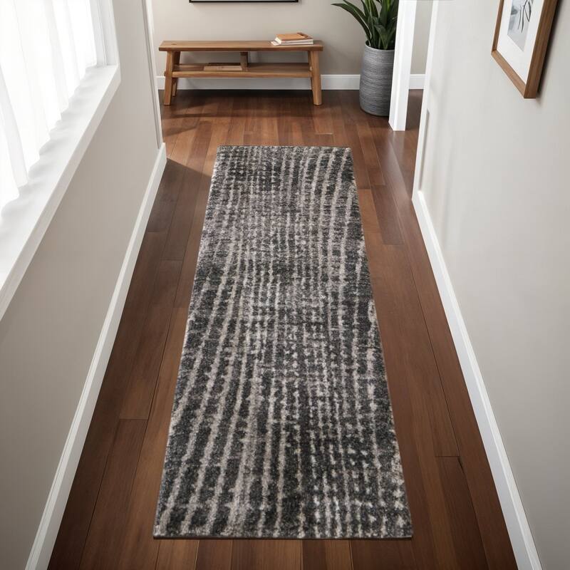 HomeRoots Abstract Industrial Rectangle Area Rug - 87.00 in. x 30.00 in.  x 1.00 in.