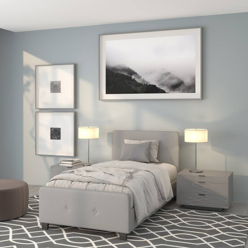 Button Tufted Upholstered Casual Style Platform Bed