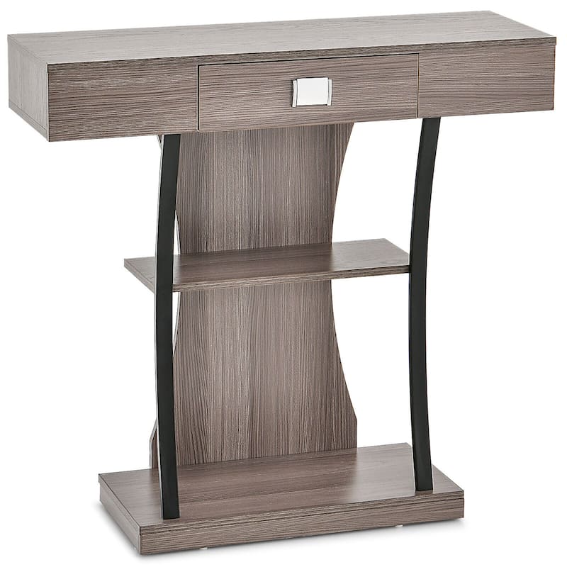Gymax Console Sofa Table w/ Drawer and 2-Tier Shelves for Entryway