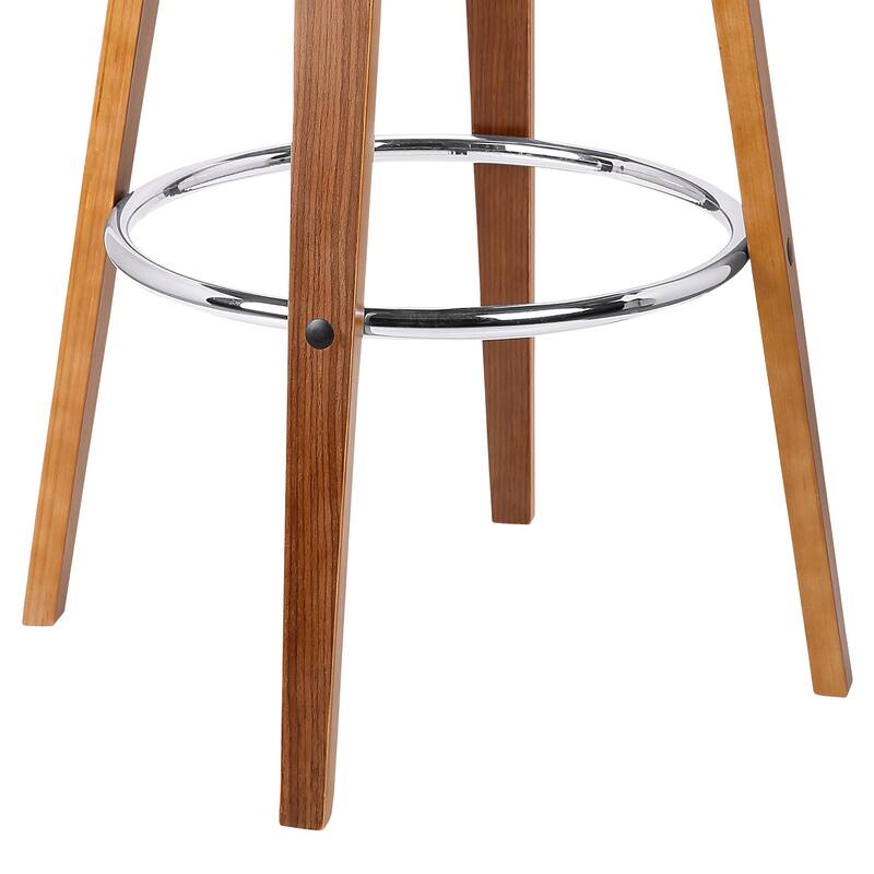 HomeRoots 31" Brown Faux Leather And Solid Wood Swivel Low Back Bar Height Bar Chair
