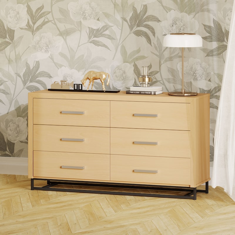 Beeson 6 Drawer Double Dresser by Christopher Knight Home - Natural/Black