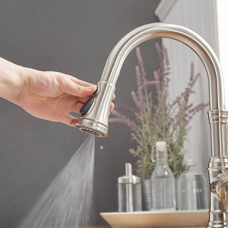 Singe Handle Pull Out Brushed Nickel Waterfall kitchen Faucet