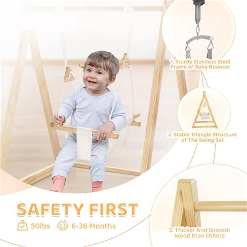 36.6 In. Foldable Swing Set With Stand Premium Montessori For Baby And Toddler
