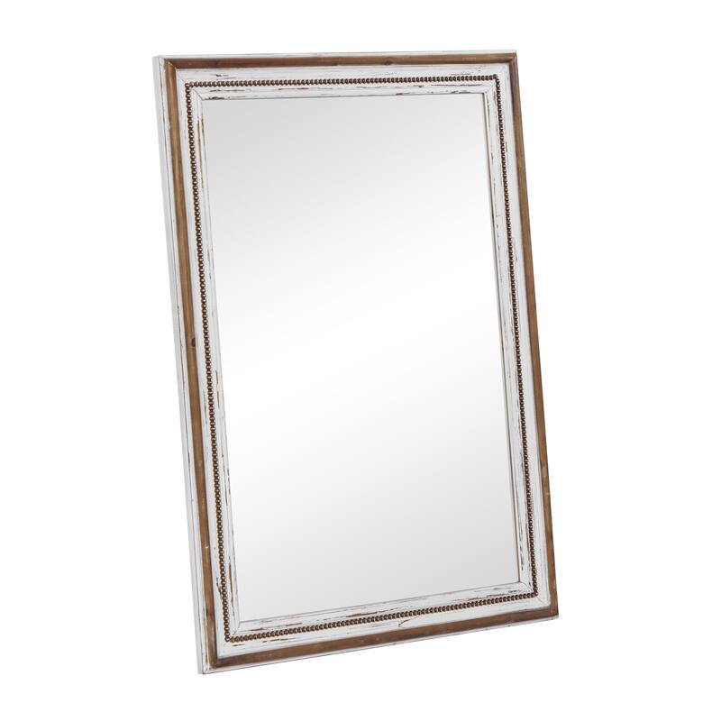 Wood Wall Mirror with Beading Accents - Brown - Roche River Decor