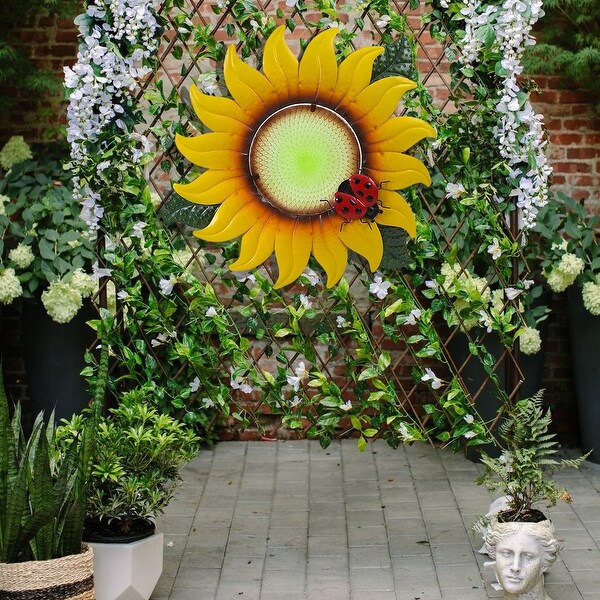 Sunflower Metal and Glass Outdoor Wall Decor On Sale Bed Bath Beyond 33250665