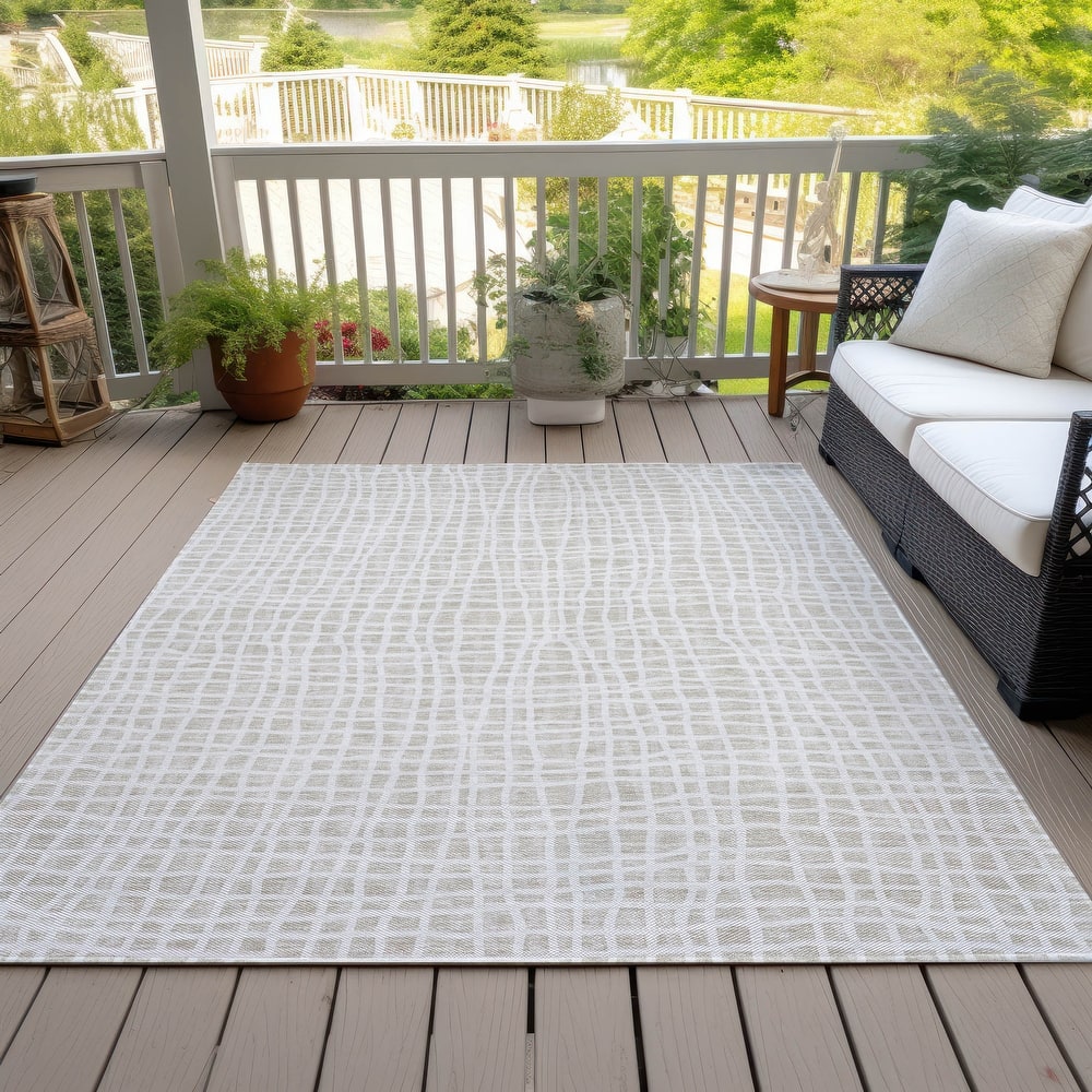 Machine Washable Indoor/ Outdoor Chantille Modern Abstract Rug