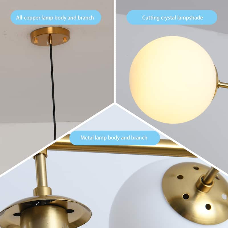 6 Lights Globe Mid Century Chandelier Sputnik Modern Pendant Lighting