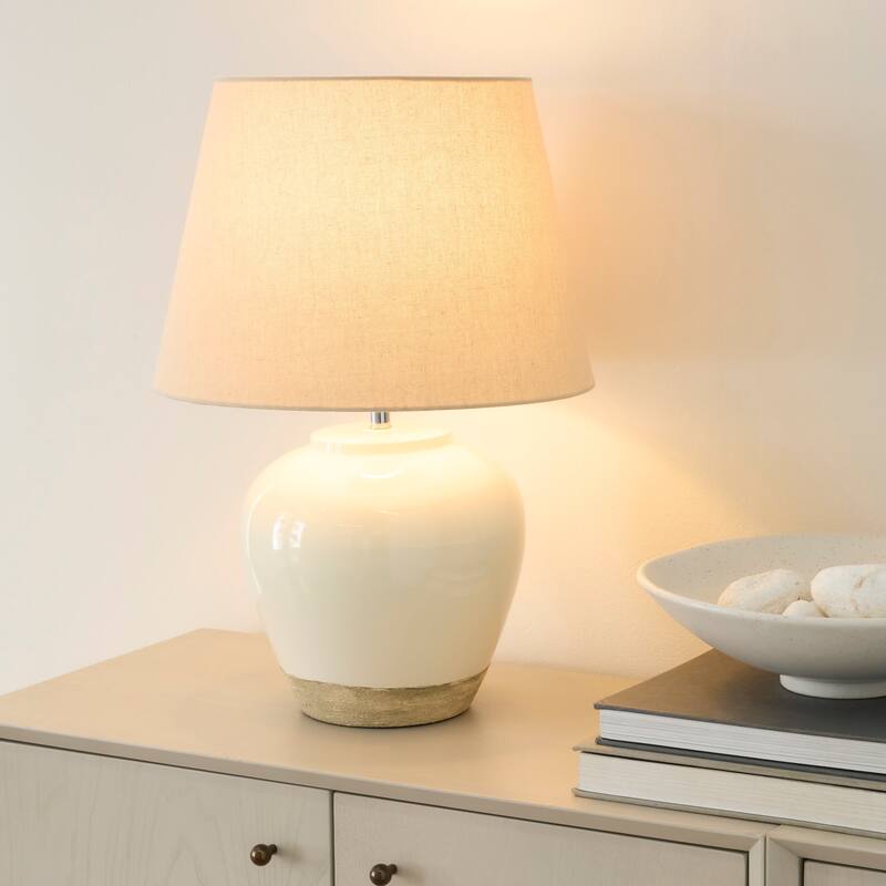 Nourison 20" Rustic Ceramic Pot Table Lamp