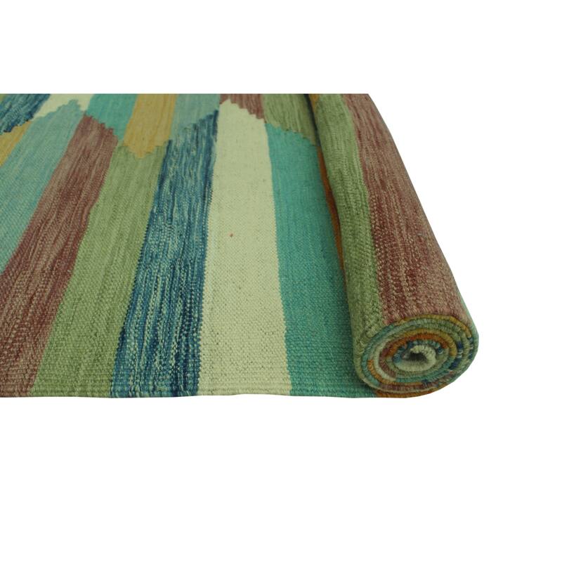 Winchester Flatweave Aliana Blue/Green Runner - 3'3" x 12'10"