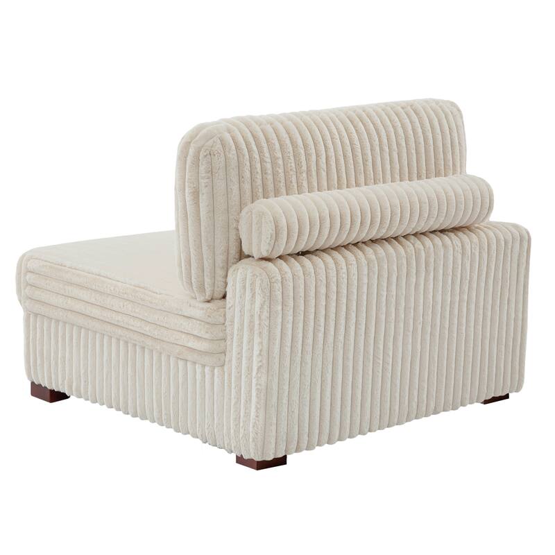 Plush Corduroy Chaise Armchair Modular Lounge Sectional Corner Sofa