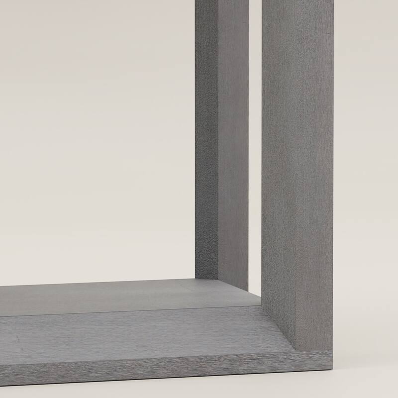 60" Solid Wood Console Table, Rectangular Sofa Table with Wide Top and Open Storage, Behind-Couch Accent Table Entryway Console