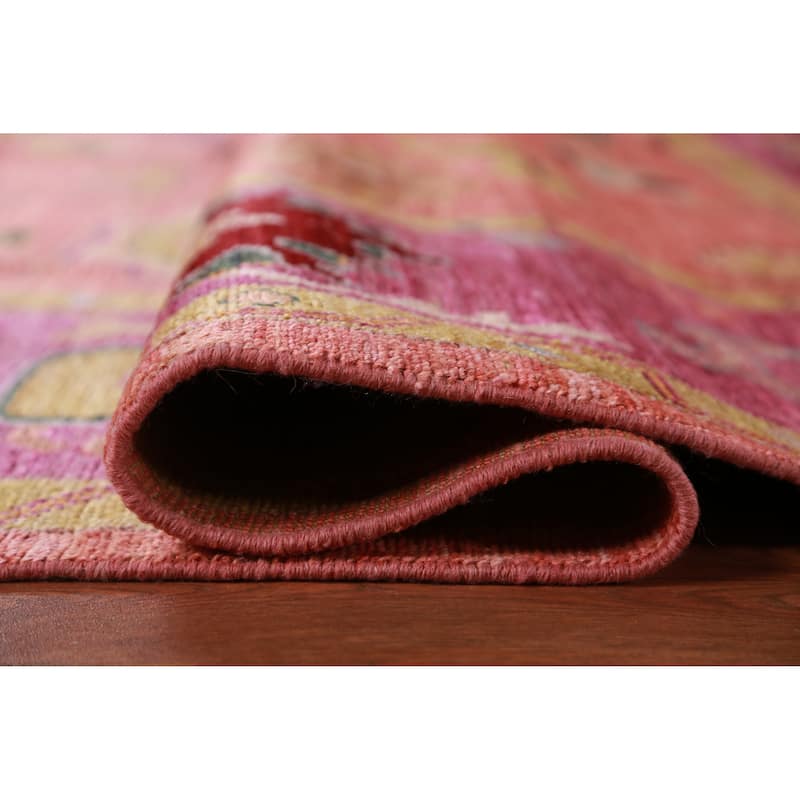 Hand Knotted Oriental 100% Wool Carpet Transitional All-Over Coral Oushak Area Rug - 9' 8'' X 8' 2''