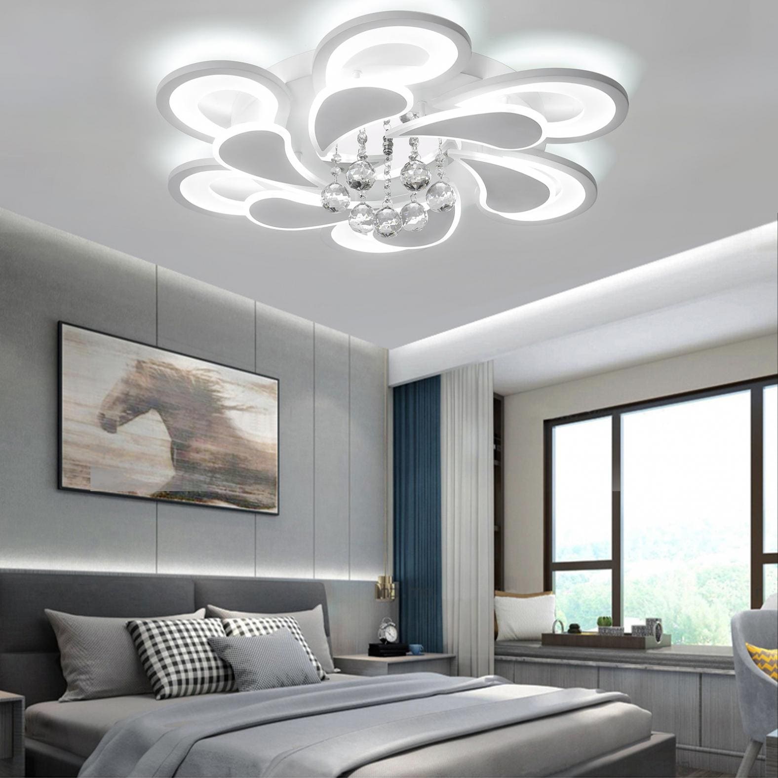 Modern Warm And Romantic Living Room Bedroom LED Crystal Ceiling Lamp  Chandelier Light - Bed Bath \u0026 Beyond - 35109050, image size:1576x1576