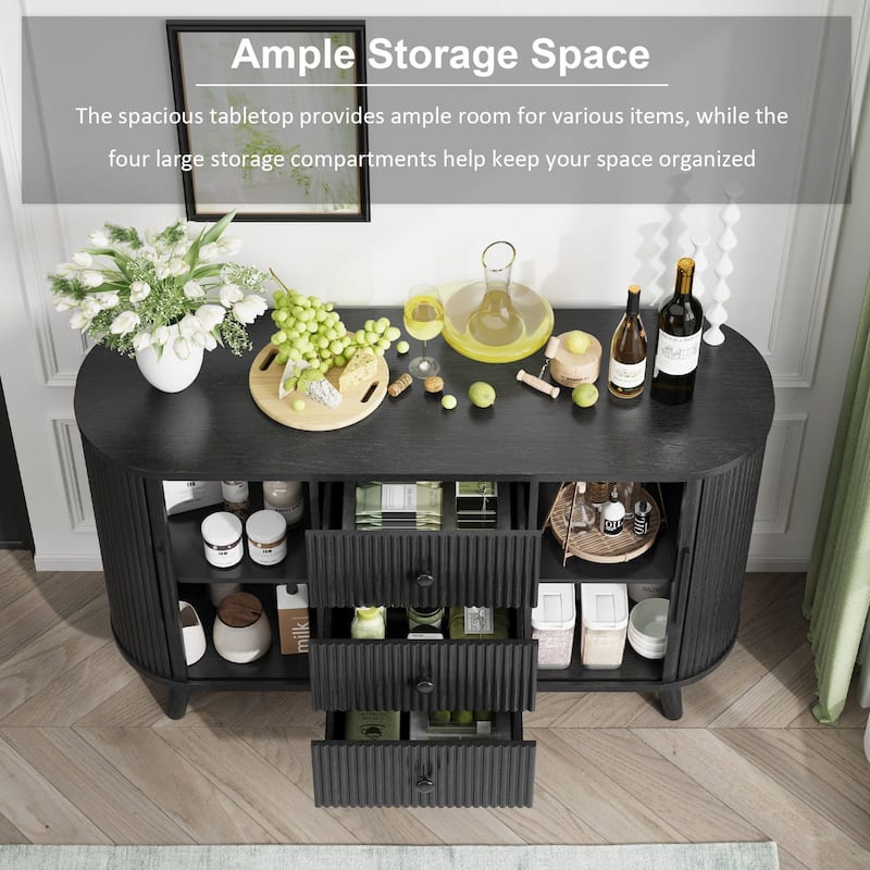 Meyreso Fluted Sideboard Buffet Cabinet with Storage