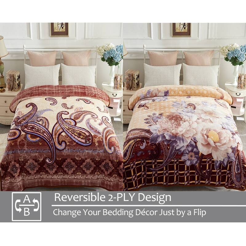 Raschel A&B Printed 2-ply Reversible Korean-style Plush Fleece Blanket