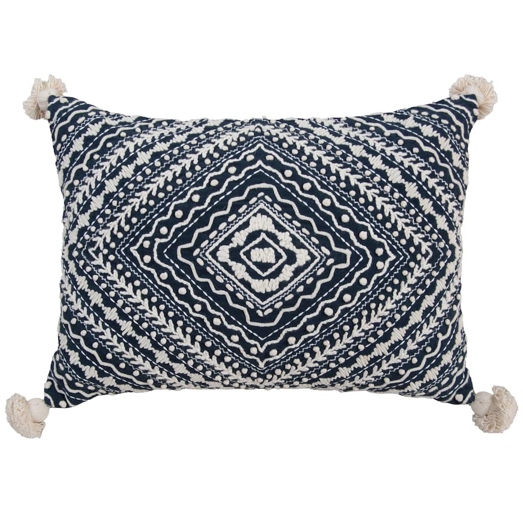 Rizzy Home Geometric Embroidered Throw Pillow