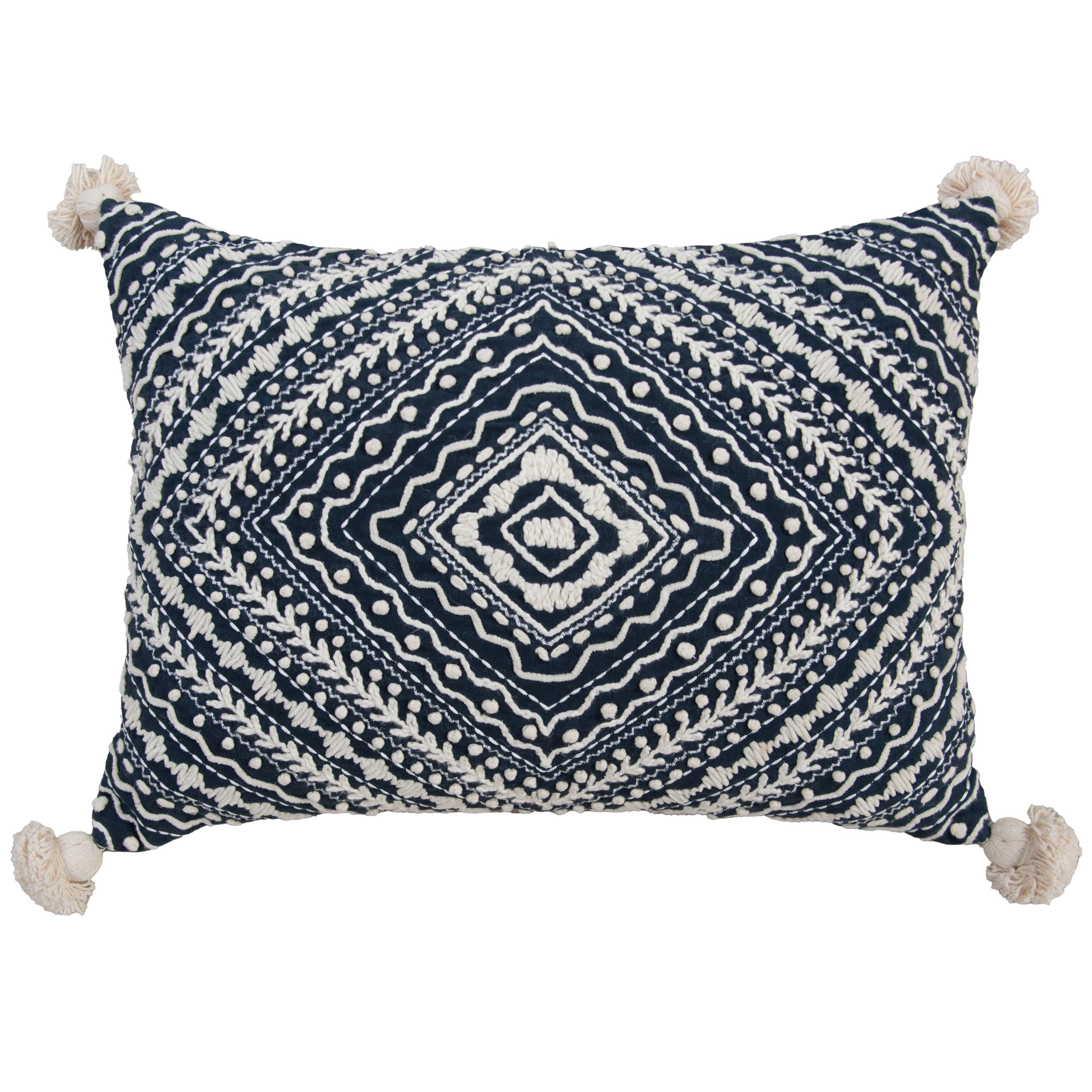 Rizzy Home Geometric Embroidered Throw Pillow