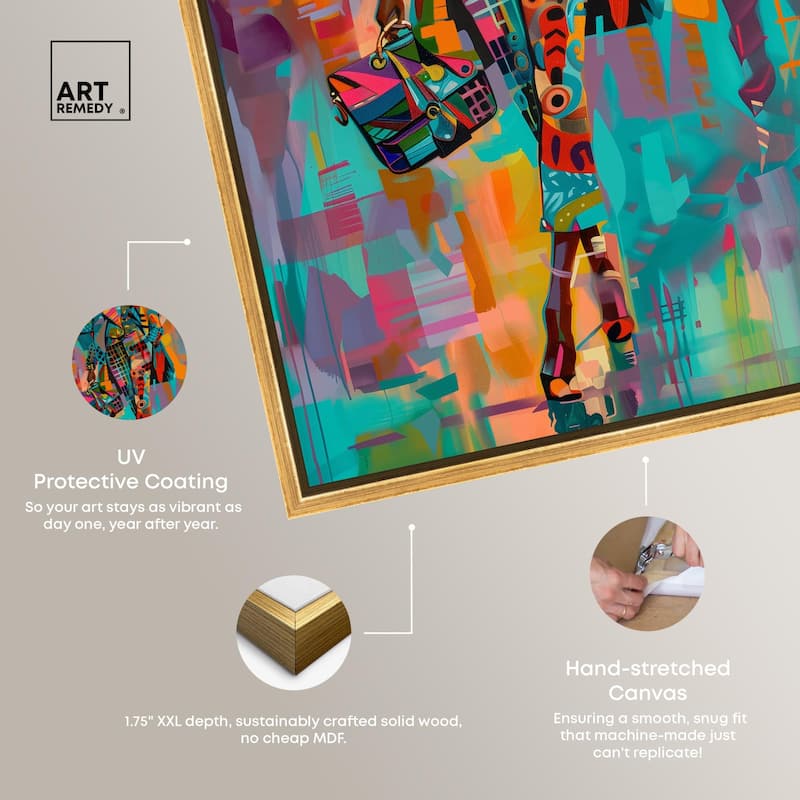Bold Patchwork Style Canvas by Art Remedy