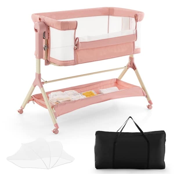 Babyjoy Height Adjustable Bedside Sleeper Easy Folding Baby Crib with
