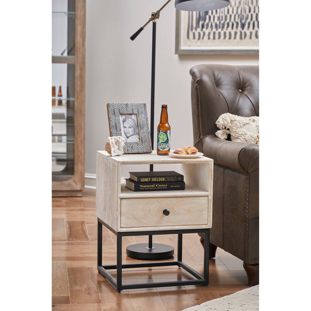 One Drawer Open Shelf Side Table
