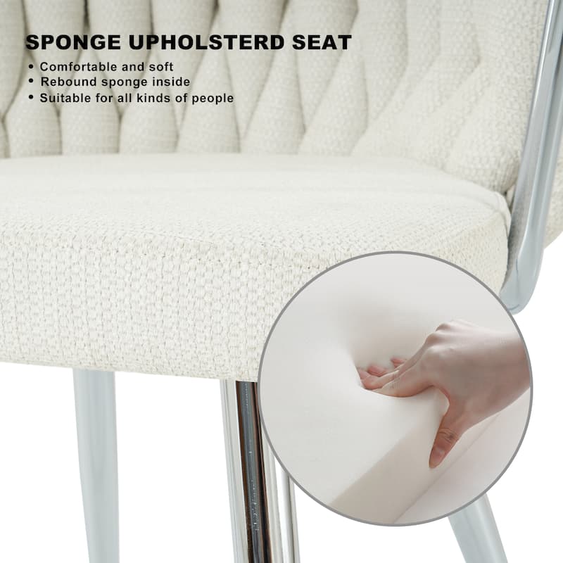 Modern Dining Chair with Metal Legs (Set Of 2) - White