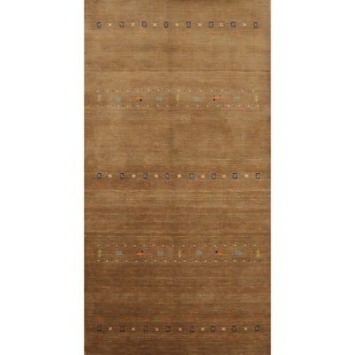 Hand Knotted Oriental 100% Wool Carpet Tribal Animal Pictorial Brown Gabbeh Area Rug - 8' 1'' X 4' 1''
