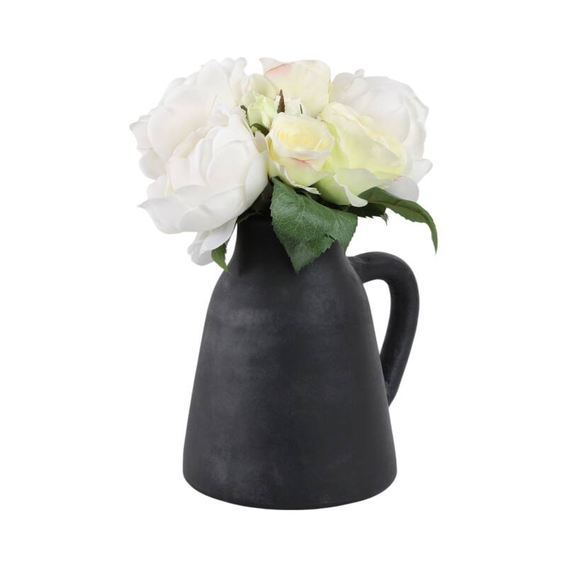 Terracotta Pottery Decorative Vase with Handles for Casual Home Decor