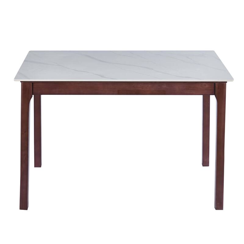 Mina Sintered Stone Rectangular Dining Table - Modern Scratch & Heat Resistant Kitchen Table with Solid Rubberwood Legs