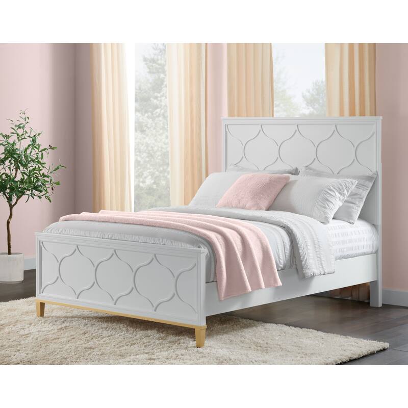 Emma Panel Bed in White and Gold by Martin Svensson Home - Full