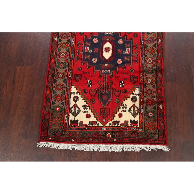 Geometric Persian Hamedan Home Decor Area Rug Hand-knotted Wool Carpet - 3'0" x 4'10"