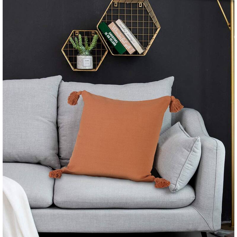 Sevita Solid Cotton Everyday Decorative Throw Pillow with Tassels