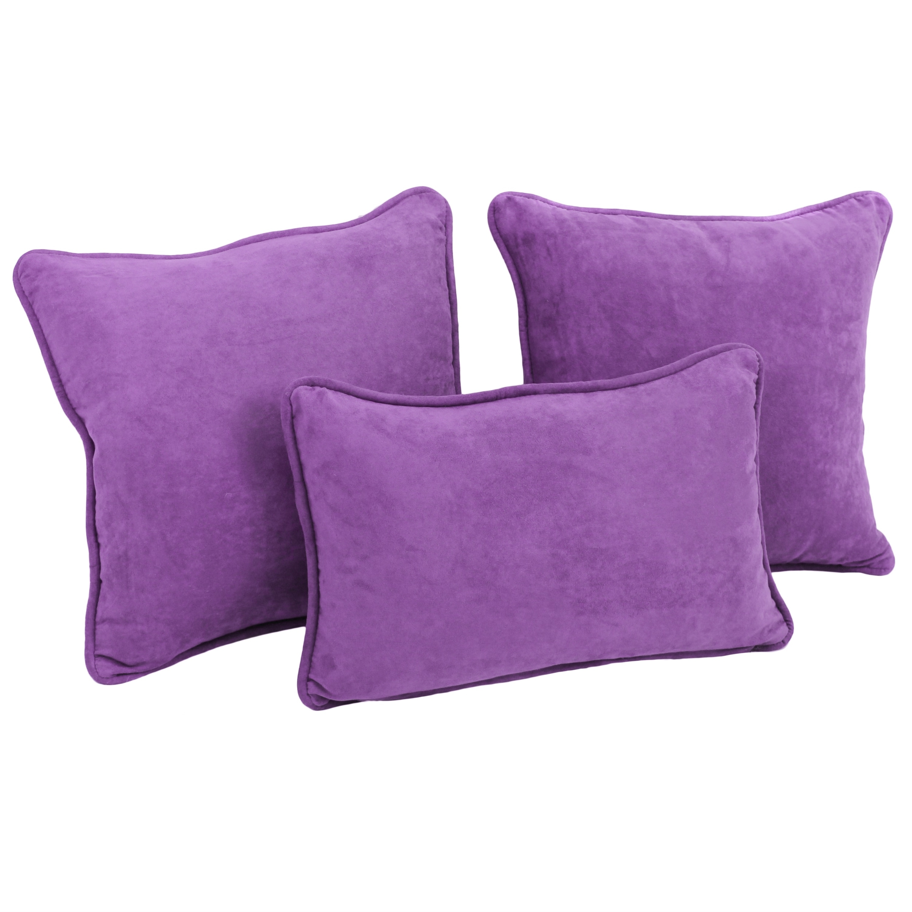 Brielle Home Soft Velvet Square Purple 18 in. x 18 in. Throw Pillow