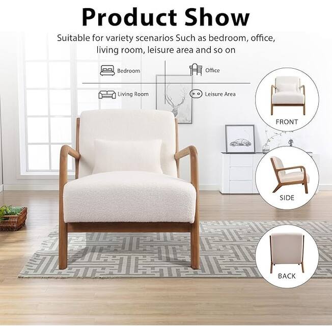 Prelife Modern Upholstered Living Room Armchairs with Wood Frame for Bedroom