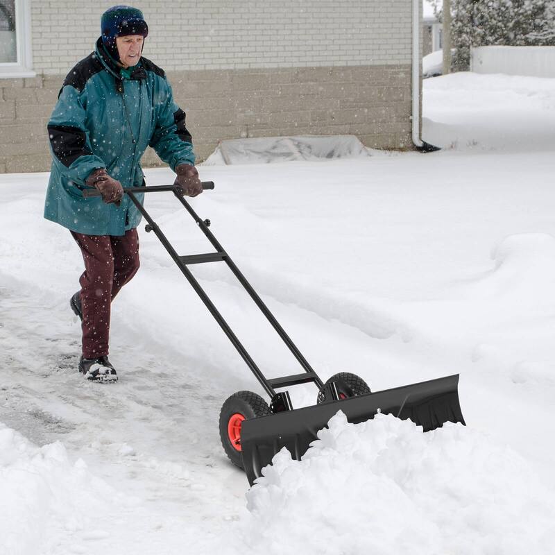 Costway 36" Snow Shovel Pusher with 10" Inflatable Wheels Adjustable - See Details