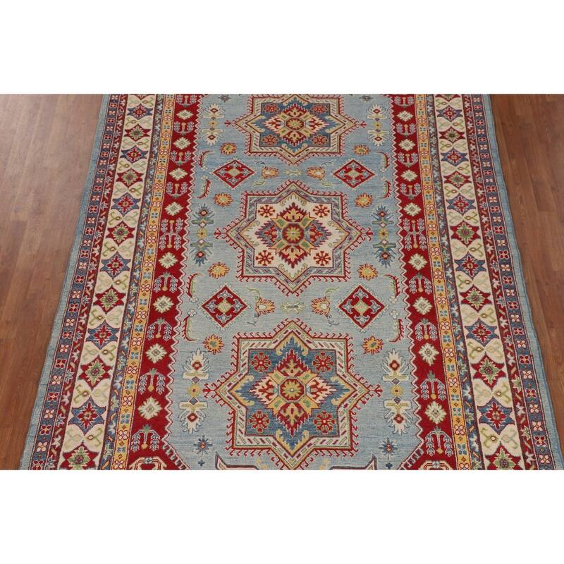 Blue Kazak Oriental Area Rug Hand-Knotted Living Room Wool Carpet - 6'9" x 10'2"