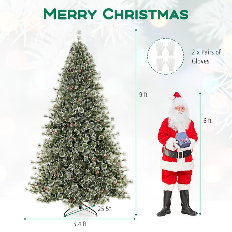 Artificial Christmas Tree Hinged Xmas Tree w/Quick Power Connector - 9 Foot