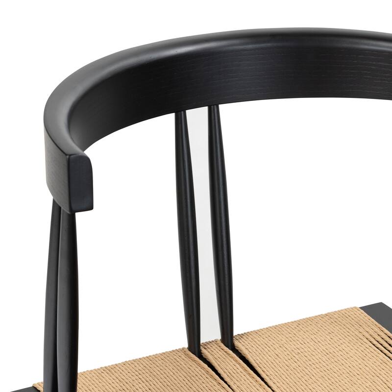 Poly & Bark Ferrara Dining Chair - Wood Frame with Handwoven Hemp Cord Seat