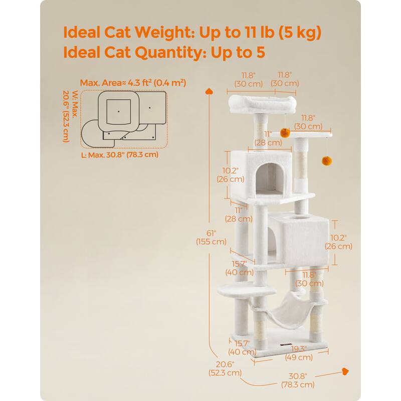 Multi-Level Cat Tree with Perches Caves and Scratching Posts