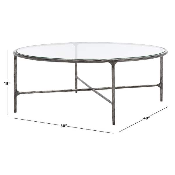 dimension image slide 1 of 4, SAFAVIEH Couture Jessa Oval Metal Coffee Table - 40"W x 30"D x 15"H