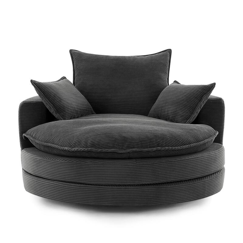 360° Swivel Accent Chair Round Barrel Chair, Living Room Oversized Single Sofa Chair Chaise Lounge Reading Sofa Armchair